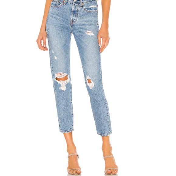 Levi's Wedgie Icon Fit Ripped Straight Leg Jeans - Picture 1 of 5